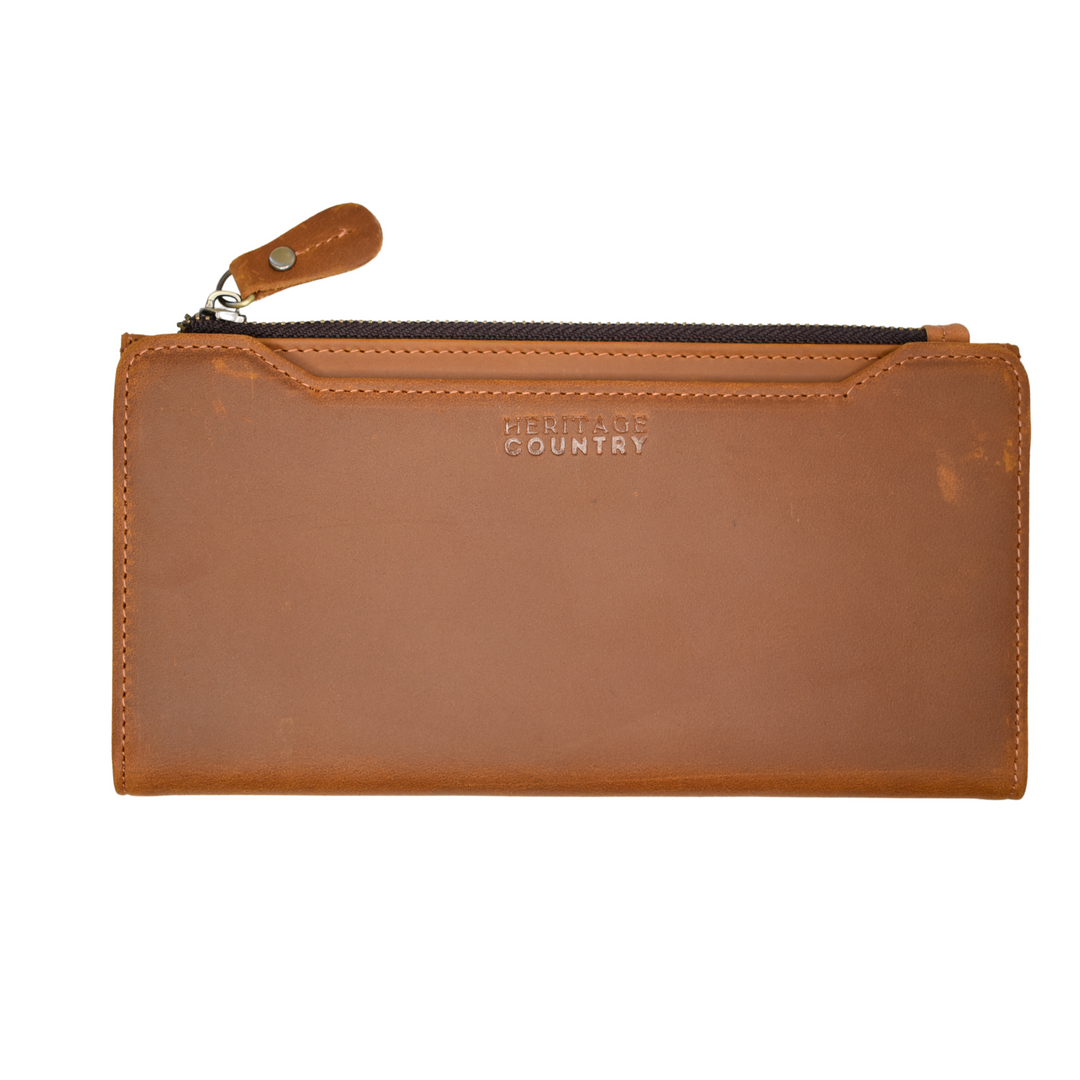 Women's Slimline Single-Fold Button-up Leather Wallet