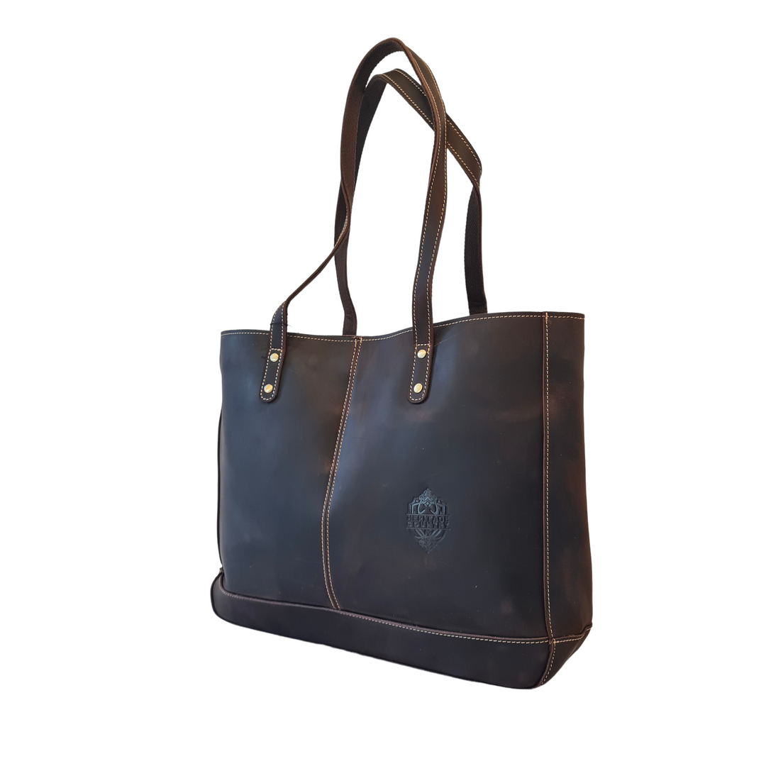Heritage Country Leather Tote Bag - 'The Madison' - Dark Brown