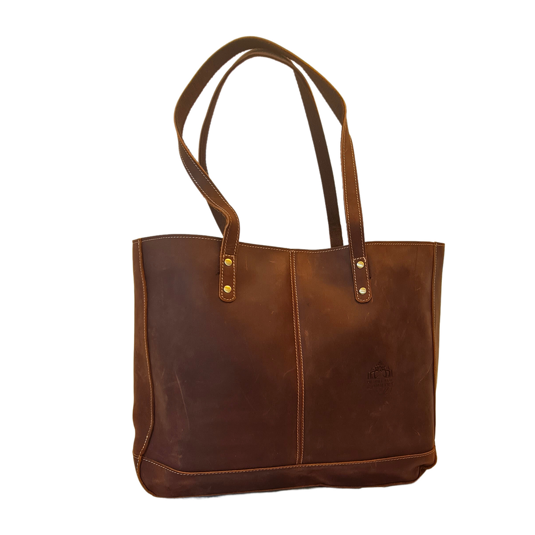 Heritage Country Leather Tote Bag - 'The Madison' - Mid-Brown